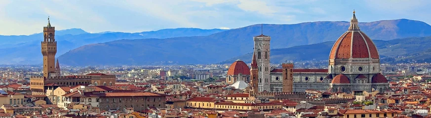 Deurstickers Firenze uitzicht op Florence met het oude paleis en de koepel van de kathedraal van Mich