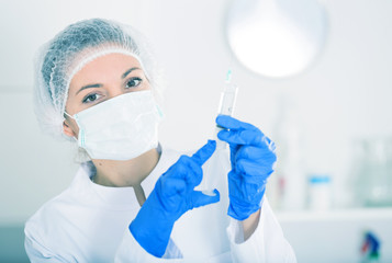 Nurse making injection