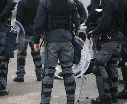 Riot Police During The Uprising Town