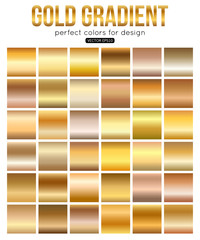 Gold gradient collection. Vector metal texture.