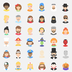 Big set with icon avatar different head people