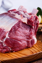 Organic raw bone-in prime rib roast