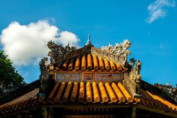 Antique pavilion in garden of Citadel in Hue. Vietnam.