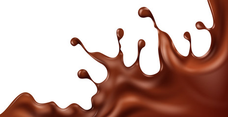creamy chocolate over white background