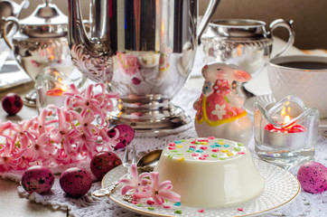 Easter pudding on a festive table.
