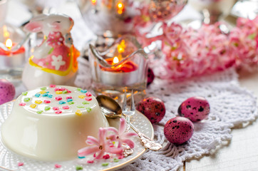 Easter pudding on a festive table.
