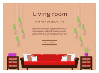 Graceful living room interior banner for your web design.