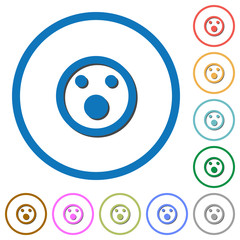 Shocked emoticon icons with shadows and outlines