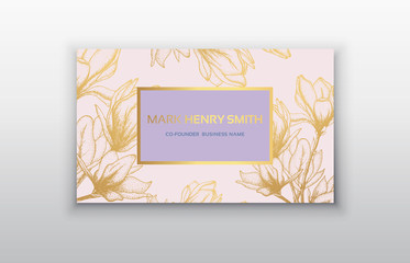 Business card - gold floral