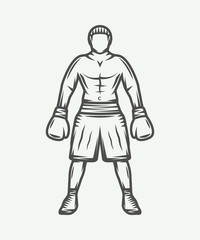 Vintage retro boxer. Can be used for logo, badge, emblem, mark