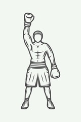 Vintage retro boxer. Can be used for logo, badge, emblem, mark