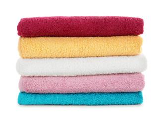 Pile of towels isolated on white