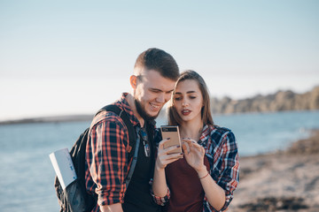 loving couple on a walk