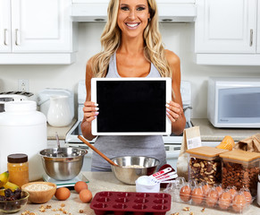 Girl cooking gluten free recipe.