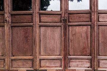 Old chinese asian wooden doors at temple