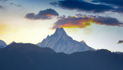 Panorama view Mount Machapuchare at sunrise ,Nepal