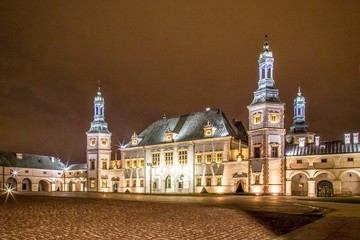 Bishop's Palace in Kielce at night, Castle, Poland