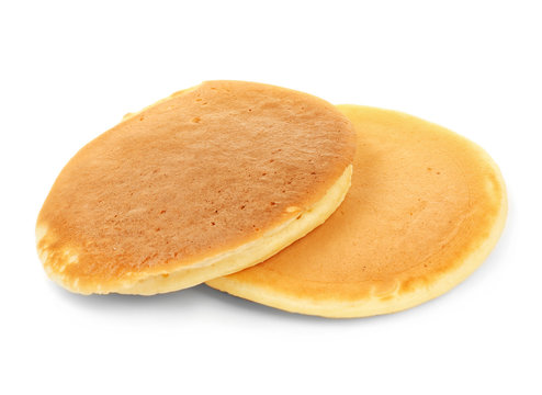 Tasty pancakes isolated on white