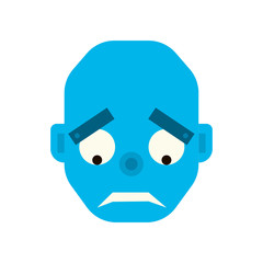 Emotional melancholy robot head in cartoon style. robot sad