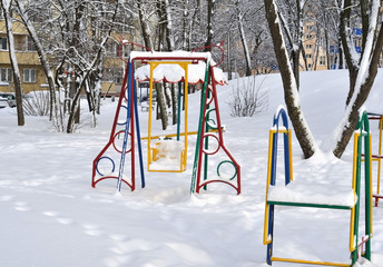 Swing for children in snow