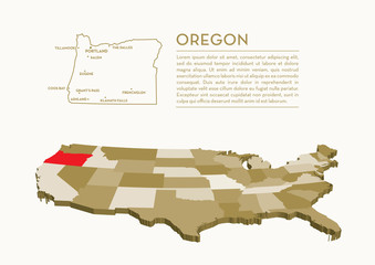 3D USA State map_OREGON