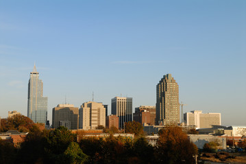 Fototapeta na wymiar Raliegh North Carolina Downtown Skyline in the Late Afternoon Su