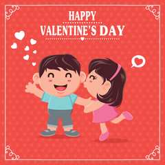 Vintage Valentines Day poster design with couple