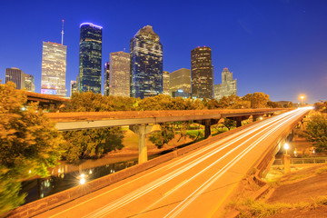 Fototapeta na wymiar Downtown Houston in the early morning