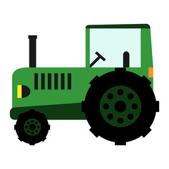 Vector illustration of a toy green tractor on a white background