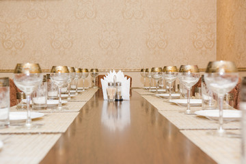 Wine glasses on a table