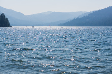 Late summer afternoon on a mountain lake in California