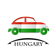 car icon made from the flag of Hungary