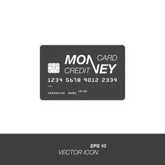 Credit card icon in flat style isolated on white background.