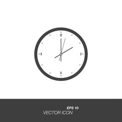 Clock icon in flat style isolated on white background.