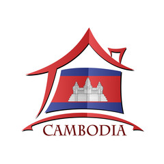 House icon made from the flag of Cambodia