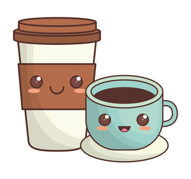 coffee cup kawaii icon image vector illustration design 