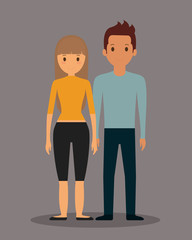 romantic heterosexual young couple full body icon image vector illustration design 