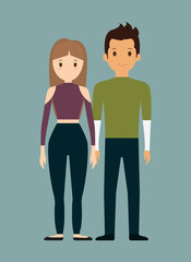 Obraz na płótnie Canvas romantic heterosexual young couple full body icon image vector illustration design 