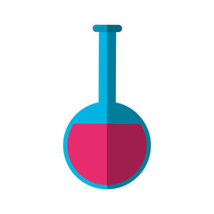 chemical flask with pink potion over white background. colorful design. vector illustration