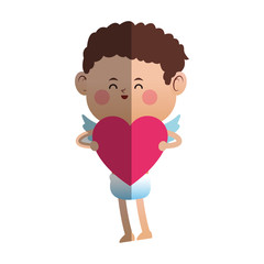 baby cupid with heart icon over white background. colorful design. vector illustration