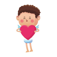 baby cupid with heart icon over white background. colorful design. vector illustration