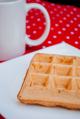 Delicious Belgian waffle on morning