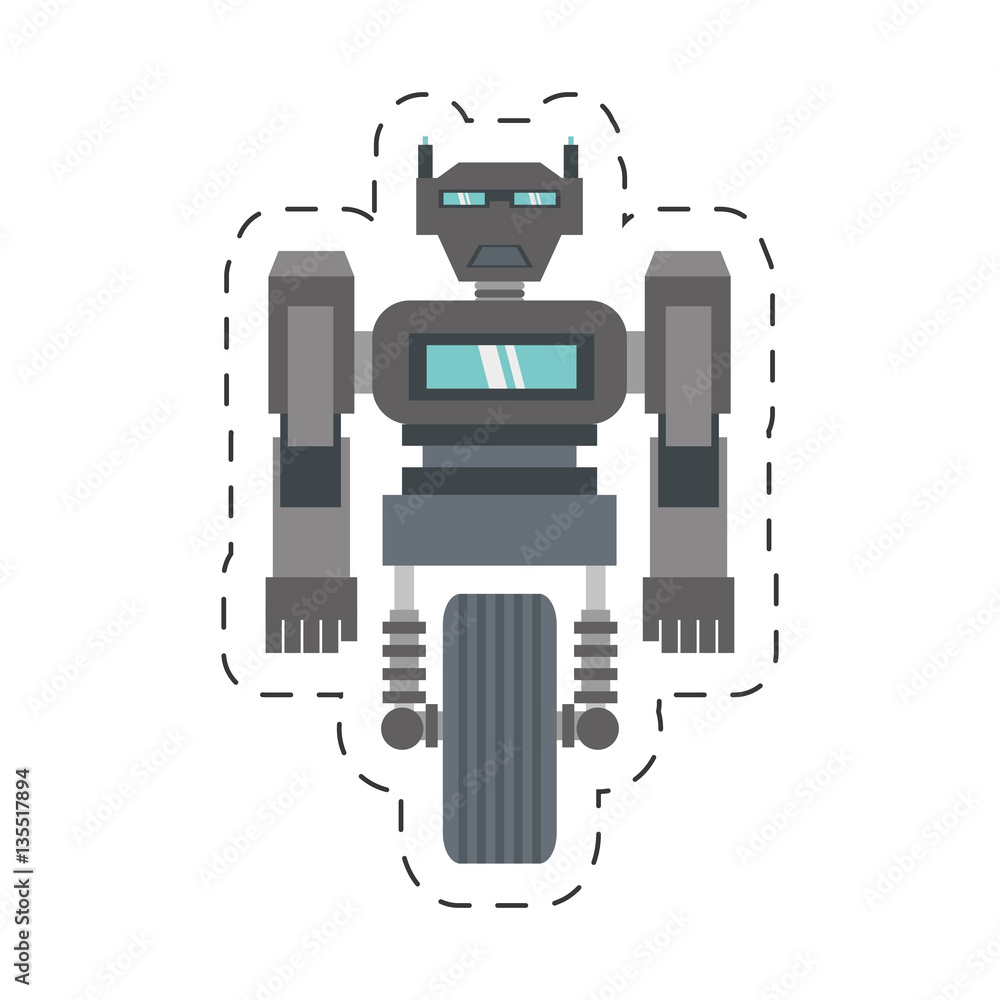 Poster robot machine science technology cutting line vector illustration eps 10