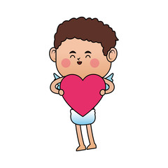baby cupid with heart icon over white background. colorful design. vector illustration