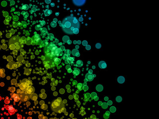 Overlay rainbow color bokeh illustration on black background