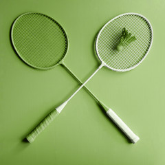 Green badminton rackets - 135518420