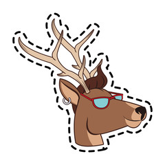 deer with hipster style over white background. colorful design. vector illustration