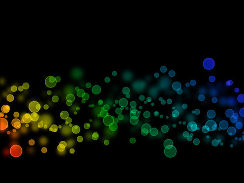 Overlay Rainbow Color Bokeh Illustration On Black Background