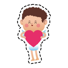baby cupid with heart icon over white background. colorful design. vector illustration