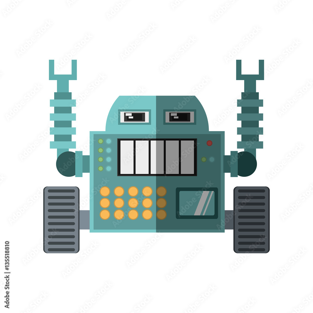 Poster robotic operator machine technology shadow vector illustration eps 10